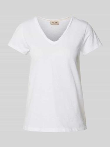 MOS MOSH T-Shirt mit V-Ausschnitt in Weiss, Größe S