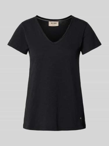 MOS MOSH T-Shirt mit V-Ausschnitt in BLACK, Größe XS