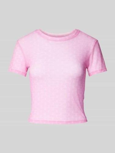 Hugo Blue T-Shirt mit Allover-Logo Modell 'Dadini' in Rosa, Größe L