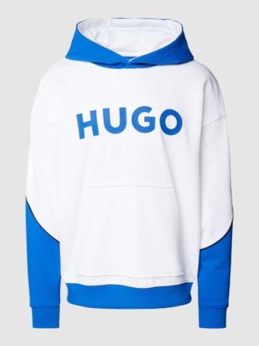 Hugo Blue Hoodie in Two-Tone-Machart Modell 'Nalker' in Weiss, Größe M