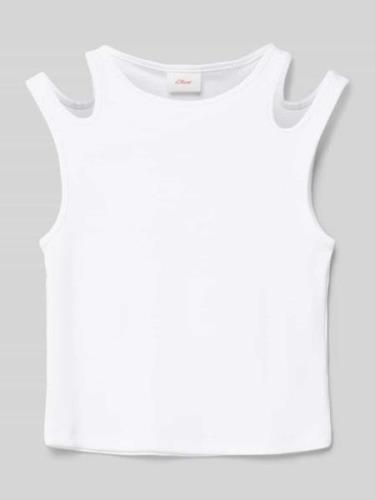 s.Oliver RED LABEL Cropped Tanktop in Ripp-Optik mit Cut Outs in Weiss...