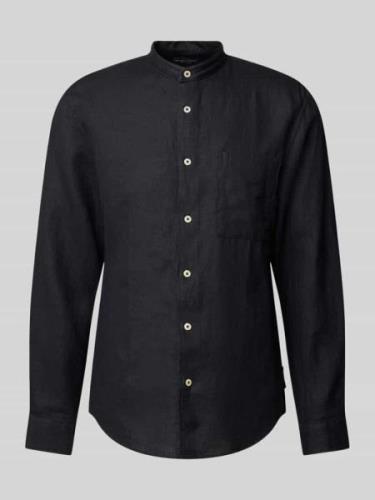 Marc O'Polo Regular Fit Leinenhemd mit Stehkragen in Black, Größe S