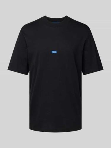Hugo Blue T-Shirt mit Label-Patch Modell 'Nieros' in Black, Größe M
