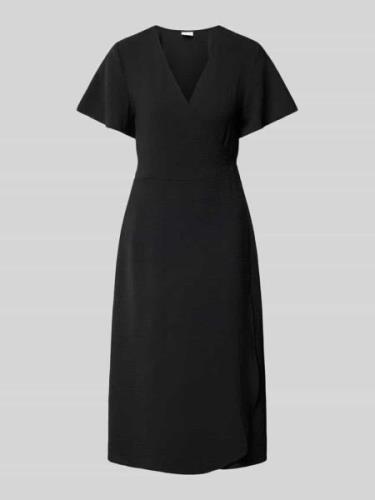 Vila Knielanges Wickelkleid mit Allover-Muster in Black, Größe 34