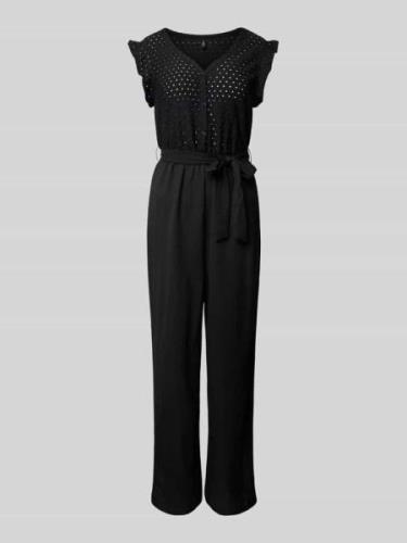 Only Jumpsuit mit Bindegürtel Modell 'ELISA' in Black, Größe L