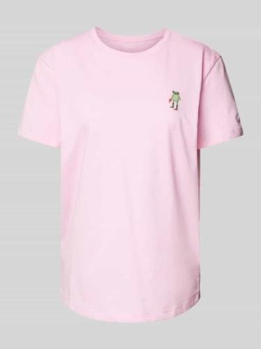 Jake*s Casual T-Shirt mit Statement-Stitching in Rose, Größe XS