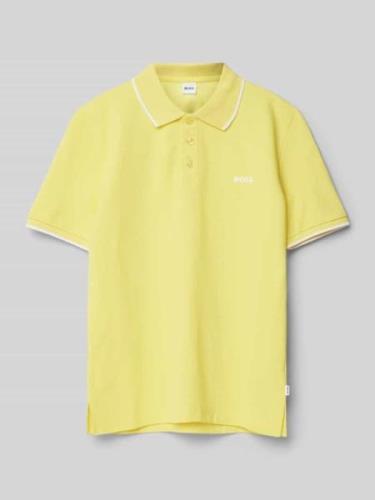 Boss Poloshirt mit Label-Details in Gelb, Größe 152