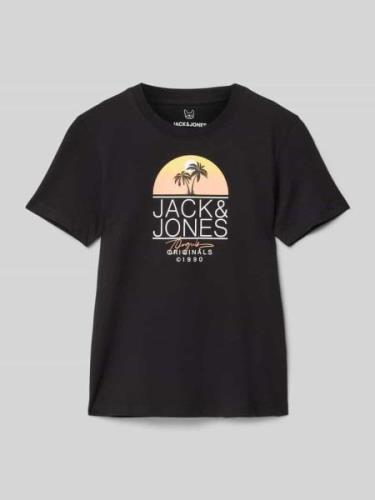 Jack & Jones T-Shirt mit Label-Print Modell 'CASEY' in Black, Größe 15...
