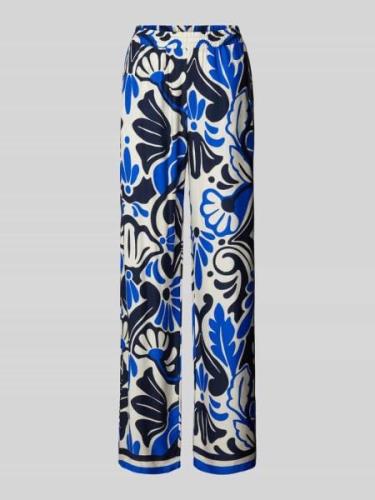 Milano Italy Wide Leg Stoffhose mit Allover-Print in Blau, Größe 38