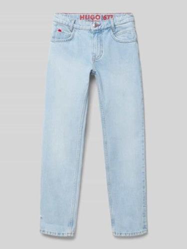 HUGO Jeans mit Label-Detail und Eingrifftaschen in Hellblau, Größe 152