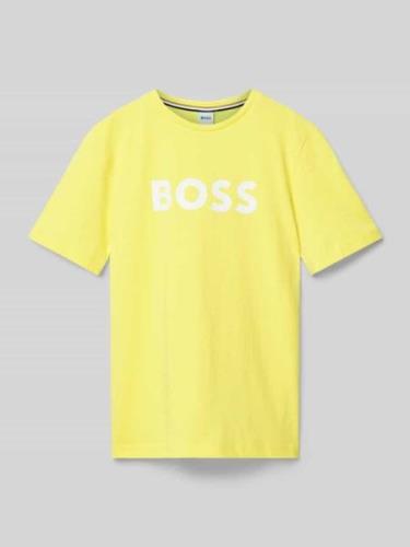 Boss T-Shirt mit Label-Print in Gelb, Größe 152