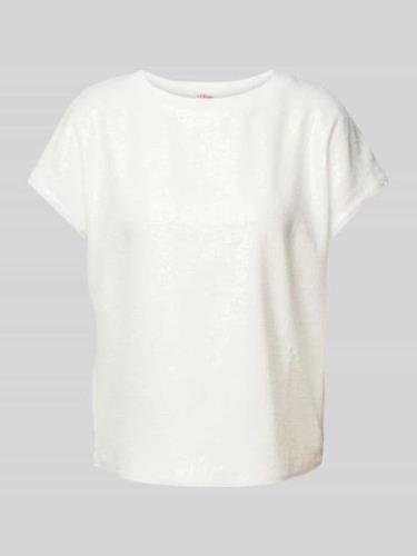 s.Oliver RED LABEL T-Shirt mit Allover-Paillettenbesatz in Offwhite, G...