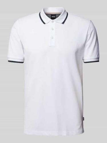 BOSS Poloshirt mit Kontraststreifen Modell 'Parlay' in Weiss, Größe S