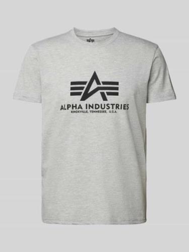 Alpha Industries T-Shirt mit Label-Print in Mittelgrau Melange, Größe ...