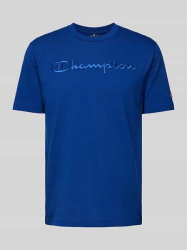 CHAMPION T-Shirt mit Label-Stitching in Blau, Größe XS