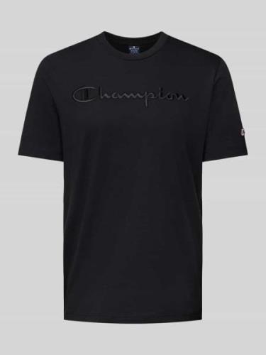 CHAMPION T-Shirt mit Label-Stitching in Black, Größe M