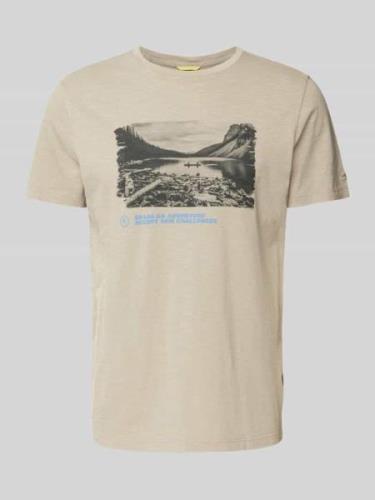 camel active T-Shirt mit Label-Print in Khaki, Größe XXL