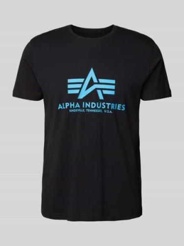 Alpha Industries T-Shirt mit Label-Print in Metallic Blue, Größe M