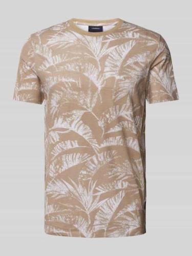 Lindbergh T-Shirt mit Allover-Muster Modell 'Slub' in Sand, Größe M