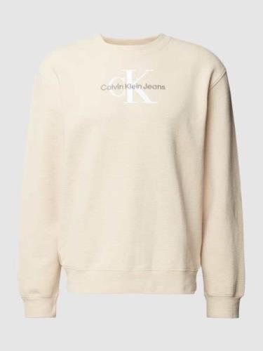 Calvin Klein Jeans Sweatshirt mit Label-Stitching in Sand, Größe XS
