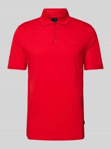 bugatti Slim Fit Poloshirt im unifarbenen Design in Rot, Größe S