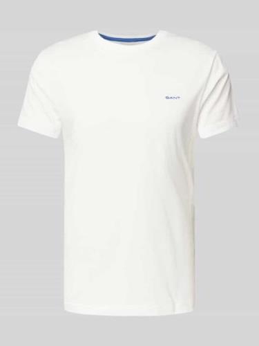 Gant T-Shirt mit Label-Stitching in Offwhite, Größe S