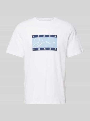 Jack & Jones T-Shirt mit Label-Print Modell 'JOSHUA' in Weiss, Größe S