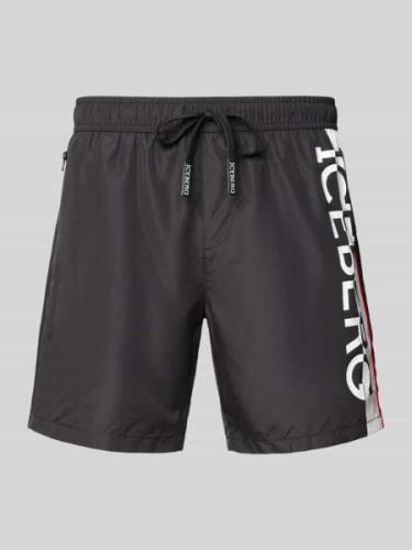 Iceberg Swim Badehose mit Label-Print in Black, Größe M