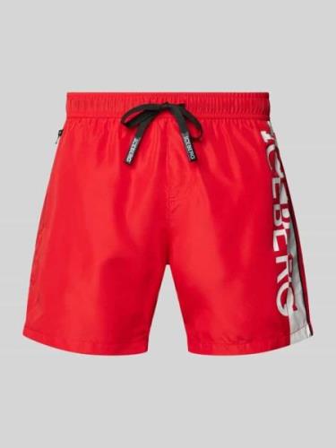 Iceberg Swim Badehose mit Label-Print in Rot, Größe M