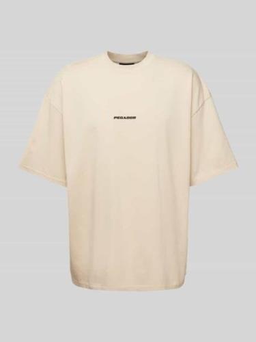 Pegador T-Shirt mit Label-Print Modell 'BOXY' in Sand, Größe XS