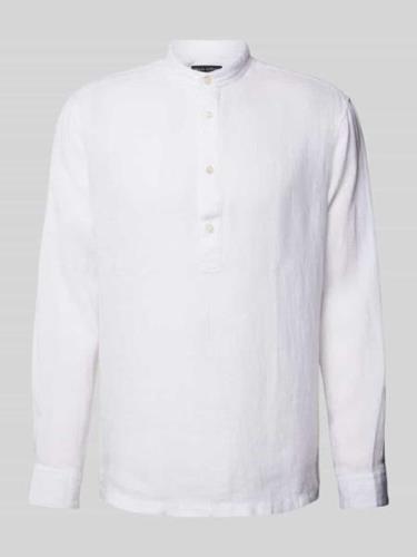 Marc O'Polo Regular Fit Leinenhemd mit Stehkragen in Weiss, Größe S