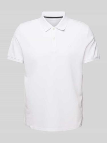 Tom Tailor Poloshirt in unifarbenem Design mit Label-Stitching in Weis...