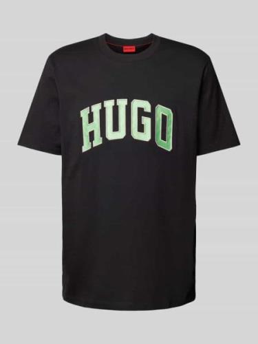 HUGO T-Shirt mit Label-Stitching Modell 'DEAKANDTI' in Black, Größe L