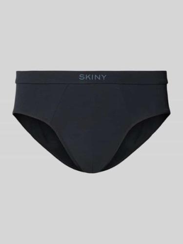 Skiny Slip mit Label-Print in Black, Größe M