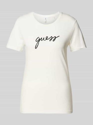 Guess T-Shirt mit Label-Print Modell 'CARRIE' in Weiss, Größe XS