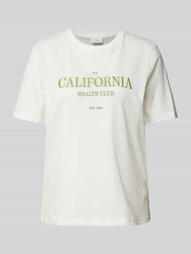 Vila T-Shirt mit Stitching Modell 'SYBIL' in Weiss, Größe XS