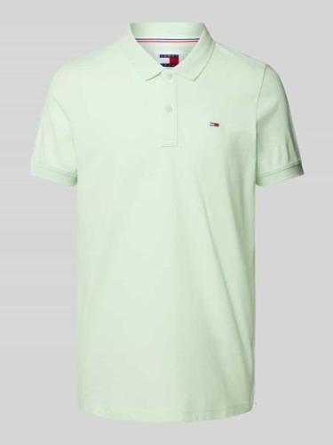 Tommy Jeans Slim Fit Poloshirt mit Logo-Stitching in Mint, Größe S