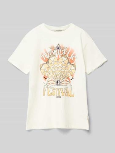 Garcia T-Shirt mit Motiv-Print in Offwhite, Größe 152