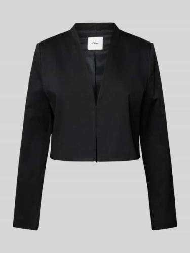 s.Oliver BLACK LABEL Cropped Blazer mit V-Ausschnitt in Black, Größe 3...