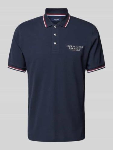 Jack & Jones Premium Poloshirt mit Label-Print in Marine, Größe S