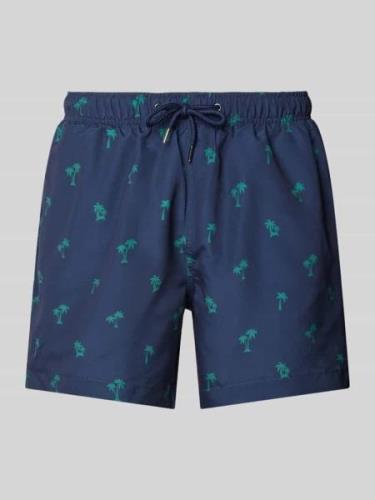 MCNEAL Regular Fit Badehose mit Allover-Muster in Marine, Größe S