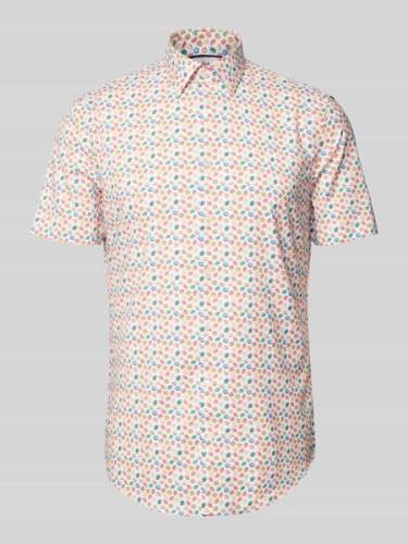 Jake*s Slim Fit Business-Hemd mit Allover-Motiv-Print in Weiss, Größe ...