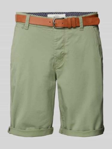 Redefined Rebel Regular Fit Bermudas mit Gürtel Modell 'MIKE' in Oliv,...