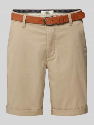 Redefined Rebel Regular Fit Bermudas mit Gürtel Modell 'MIKE' in Beige...