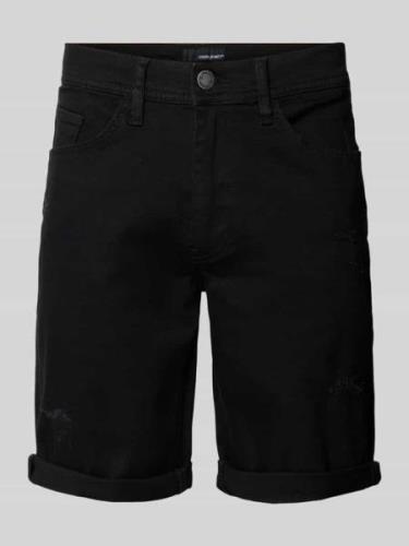 Blend Regular Fit Jeansshorts im Destroyed-Look in Black, Größe S