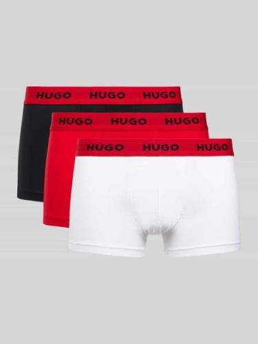 HUGO Trunks mit elastischem Logo-Bund im 3er-Pack in Rot, Größe S