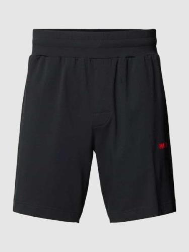 HUGO Regular Fit Sweatshorts mit Label-Print in Black, Größe L