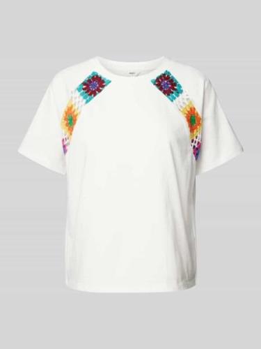 Object T-Shirt mit Lochmuster Modell 'Bea' in Offwhite, Größe XS