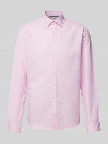 Jake*s Slim Fit Leinenhemd mit Kentkragen in Rose, Größe M