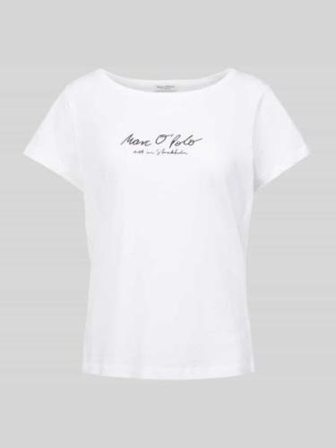 Marc O'Polo T-Shirt mit Statement-Print in Beige, Größe XS